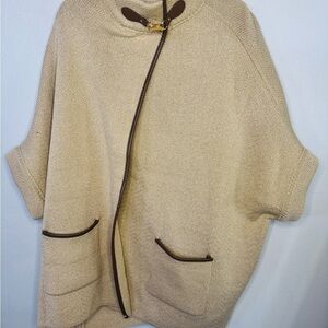 Beige Cape with Brown Trim